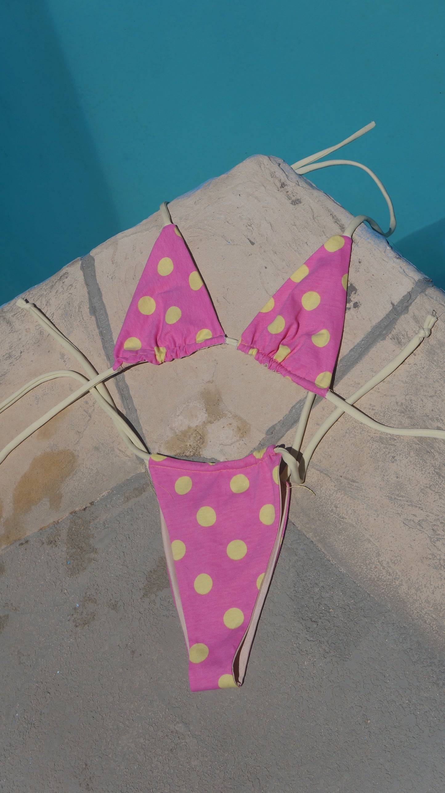 “Itsy Bitsy” Pink Polka Dot Bikini Top