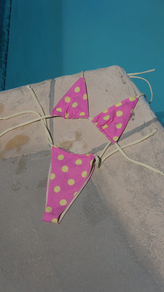 “Itsy Bitsy” Pink Polka Dot Bikini Top