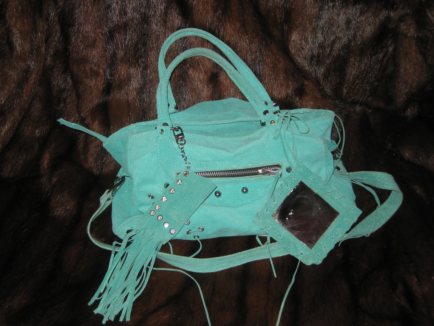"Aquamarine" Suede handbag