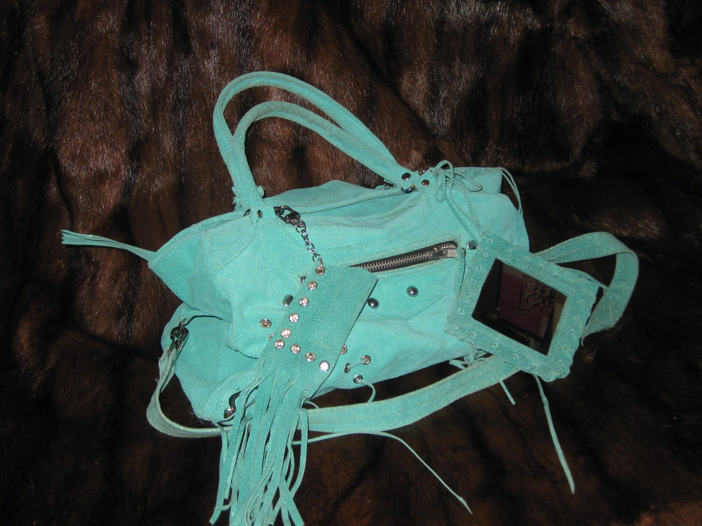 "Aquamarine" Suede handbag